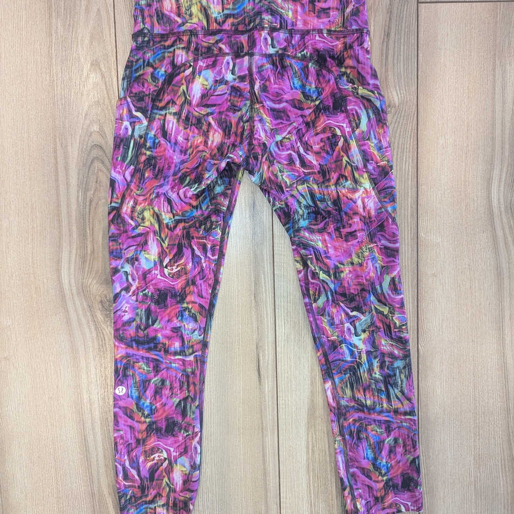 Lululemon Fast & Free Leggings - Vibrant Purple and Pink - Picture 2 of 4
